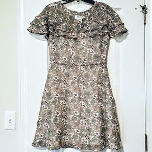 NWT modcloth Molly Bracken Green floral ruffled dress XS